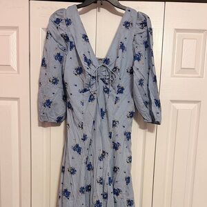 Free People Blue Floral Long Sleeve Dress